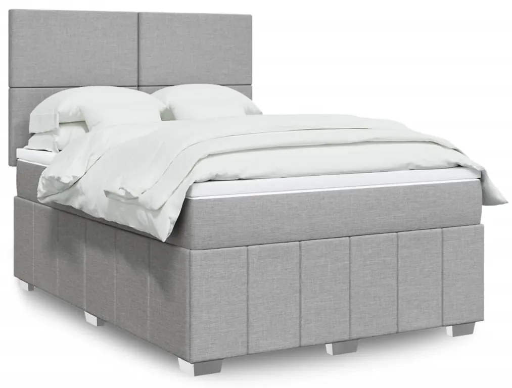 vidaXL Cama com molas/colchão 160x200 cm tecido cinzento-claro