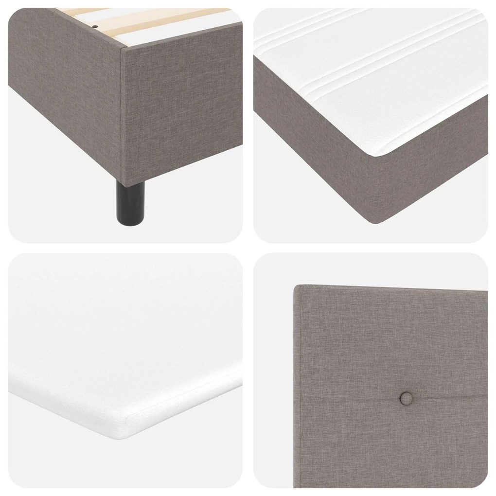 Cama Box Spring com Colchão Taupe Solteiro Tecido