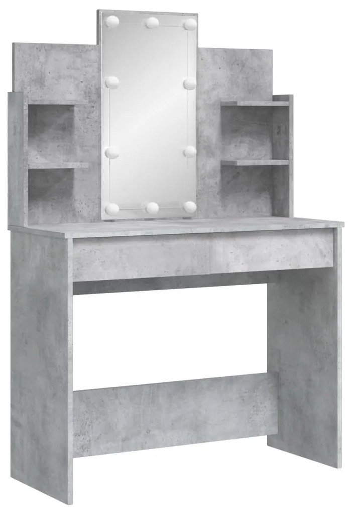 Toucador com luzes LED 96x40x142 cm cinzento cimento