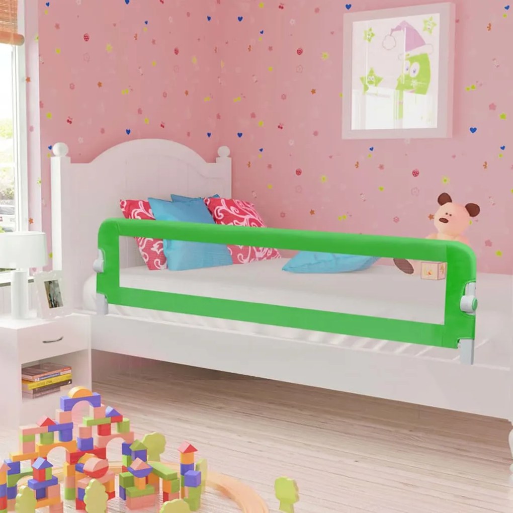 10169 vidaXL Barra de segurança p/ cama infantil 180x42cm poliéster verde
