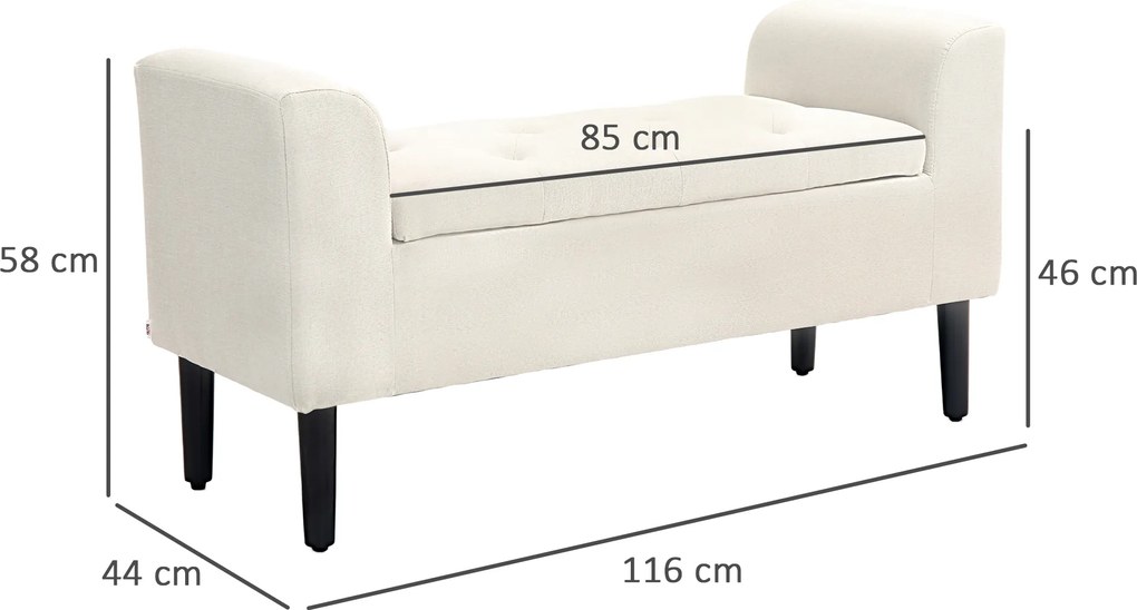 Banco com Armazenamento 116 x 44 x 58 cm Bege