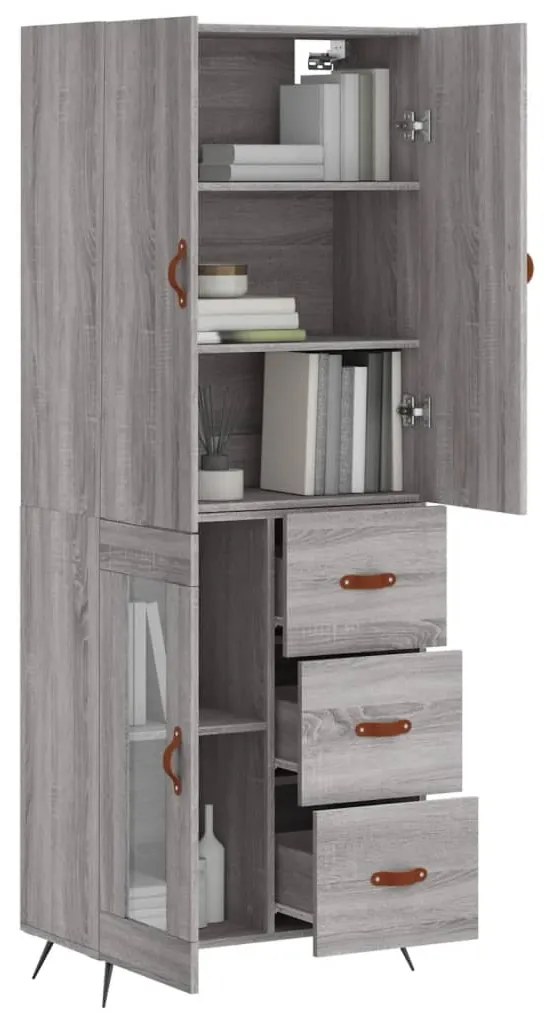 Armário alto 69,5x34x180 cm derivados de madeira sonoma cinza