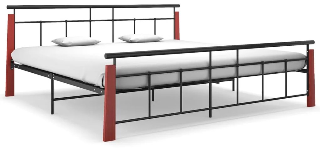 vidaXL Estrutura de cama 200x200 cm metal/madeira de carvalho maciça