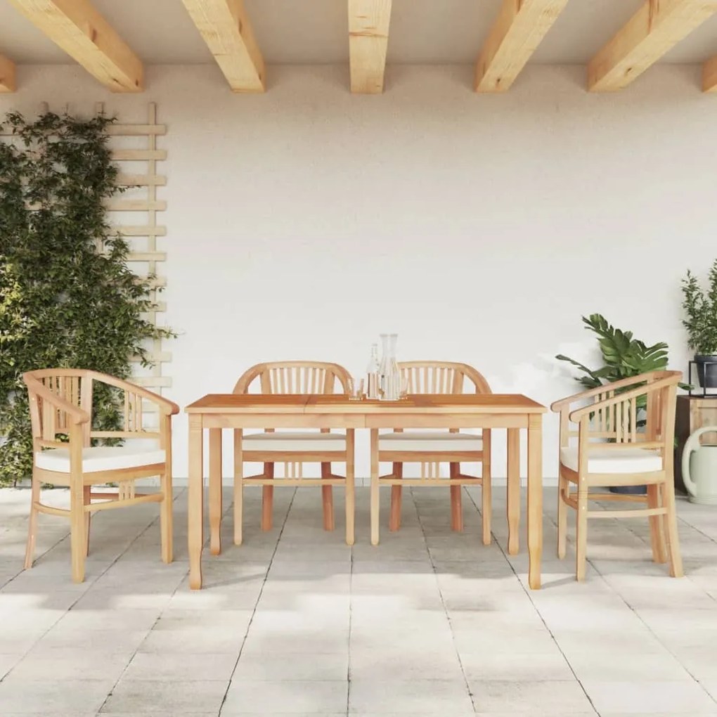 vidaXL 5 pcs conjunto de jantar p/ jardim madeira de teca maciça
