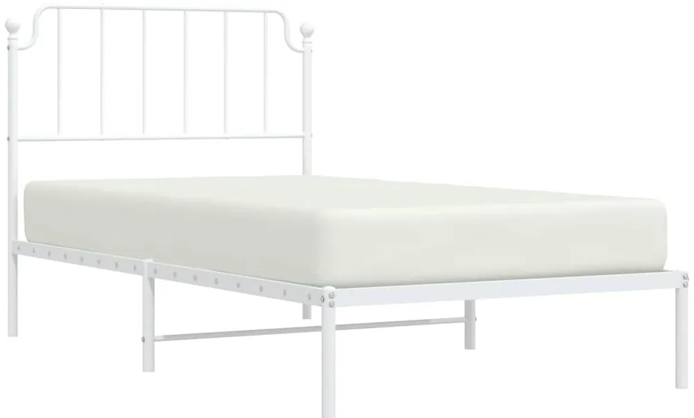 Estrutura de cama com cabeceira 100x200 cm metal branco