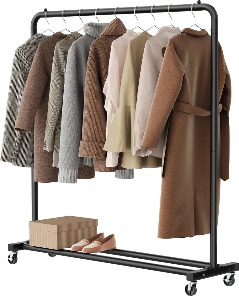 Guarda roupa aberto com rodas 38 x 110 x 141,5 cm preto