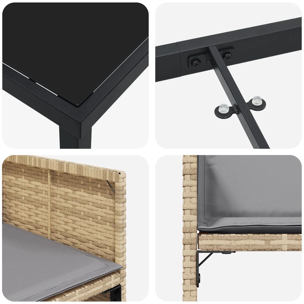 Conjunto de Jantar de Jardim vidaXL de 9 Peças com Almofadas Bege de R