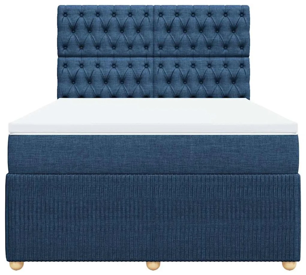 Cama com molas/colchão 140x190 cm tecido azul