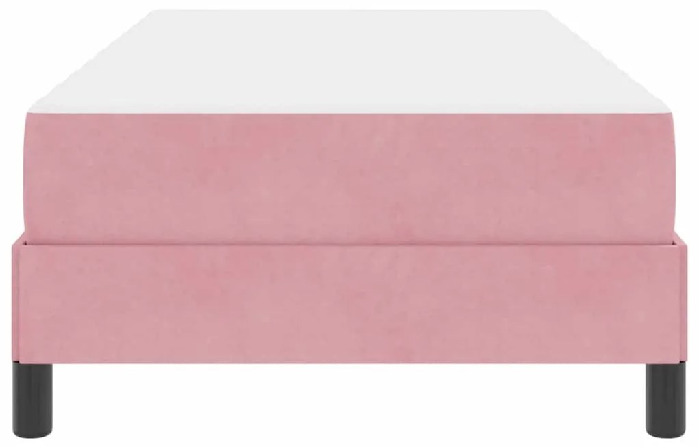 Cama box spring com colchão Rosa 90 x 190 cm Veludo