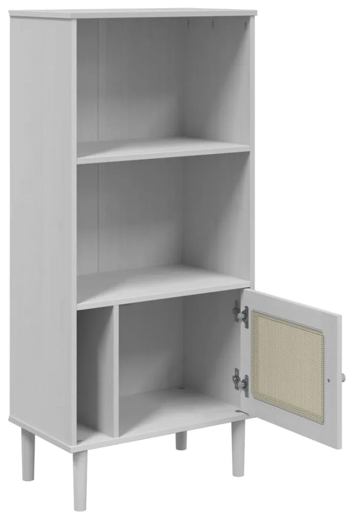 Estante SENJA aspeto de vime 60x35x130 cm pinho maciço branco