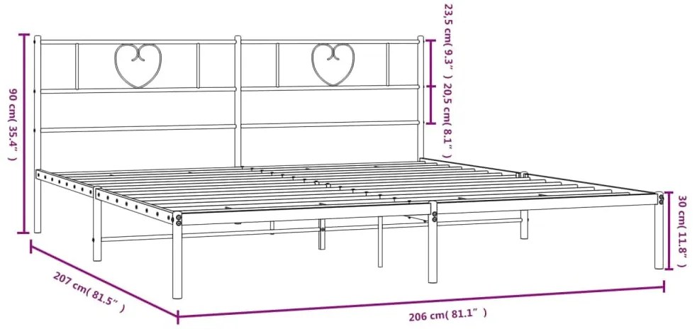 Estrutura de cama com cabeceira 200x200 cm metal branco