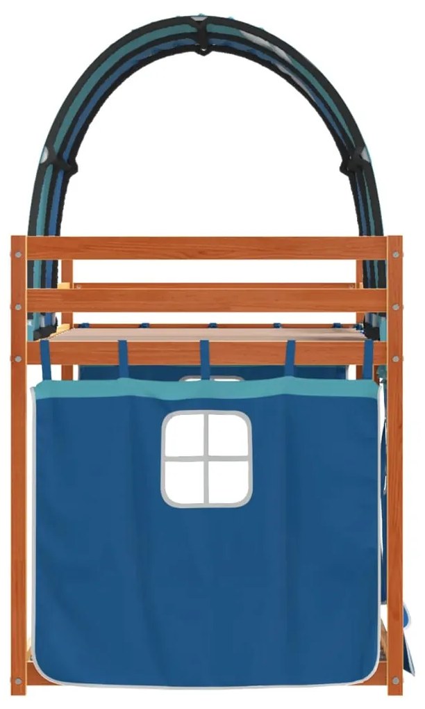 Beliche com cortinas 90x190 cm madeira de pinho maciça azul