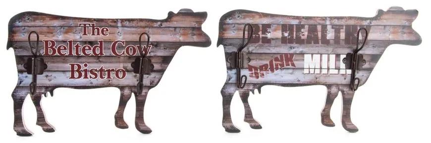 Bengaleiro DKD Home Decor Ferro Vaca Madeira MDF (2 pcs) (36 x 5 x 23 cm)