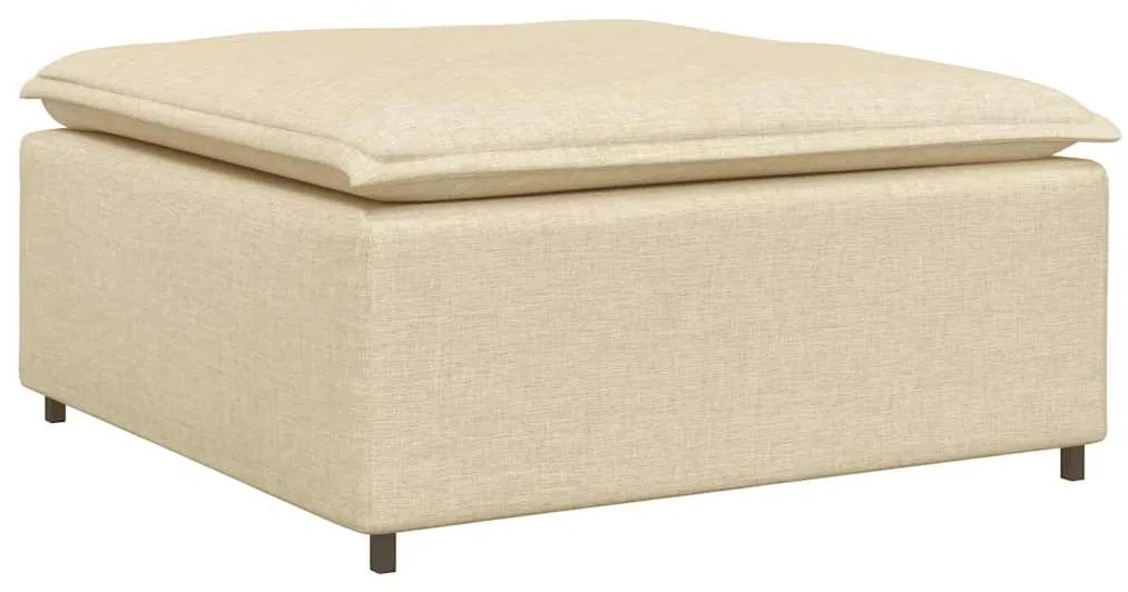 Sofá modular com pufes e almofadas tecido creme