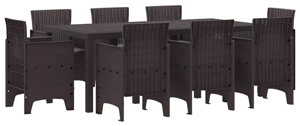 Conjunto de Jantar de Jardim 9 pcs Castanho