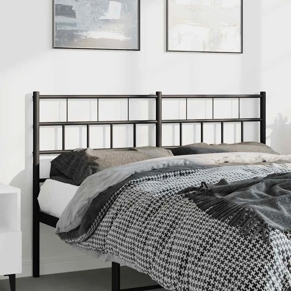vidaXL Cabeceira de cama 150 cm metal preto