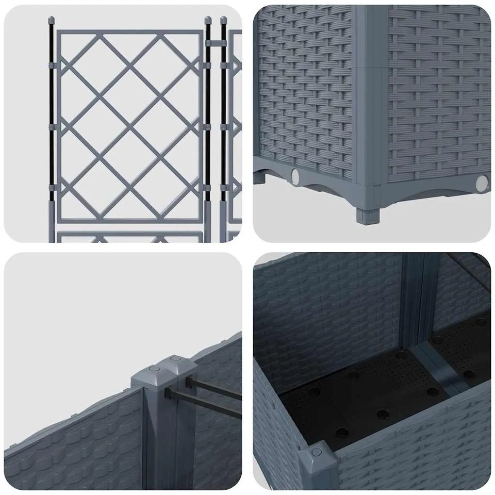 Vaso de Jardim com Treliça 2 pcs Cinzento-claro 80x40x143 cm
