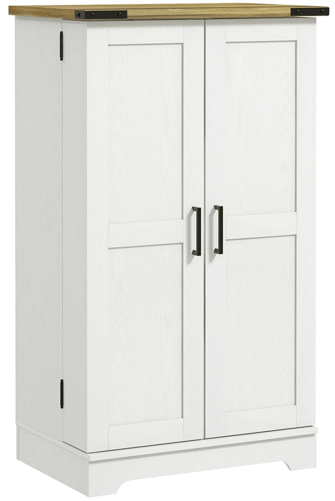 HOMCOM Armário de Cozinha com 2 Portas e 16 Prateleiras Despensa Rústica com Prateleiras Ajustáveis 60x40x104 cm Creme | Aosom Portugal