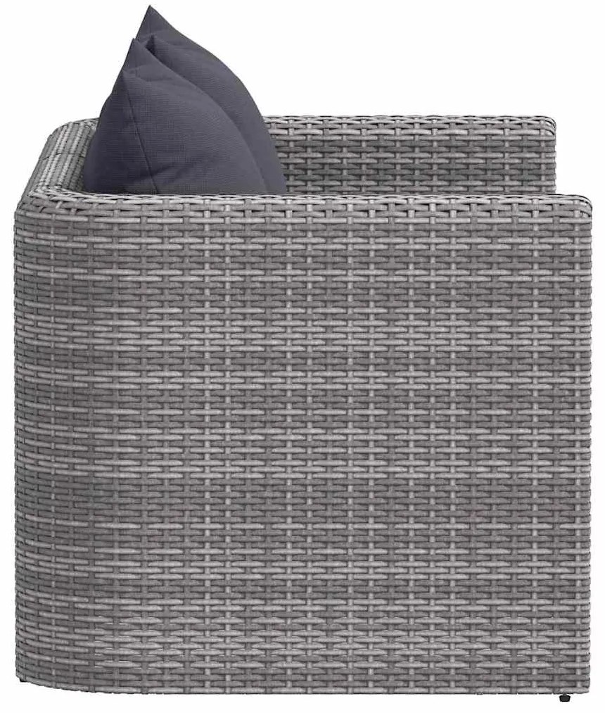 Sofás de canto para jardim 2 pcs vime PE cinzento