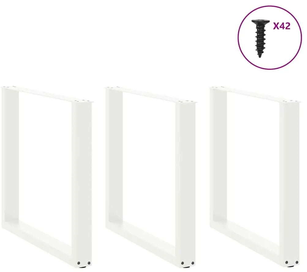 Pés para mesa de jantar em formato de U, 3 peças, branco, 80x (72-73)