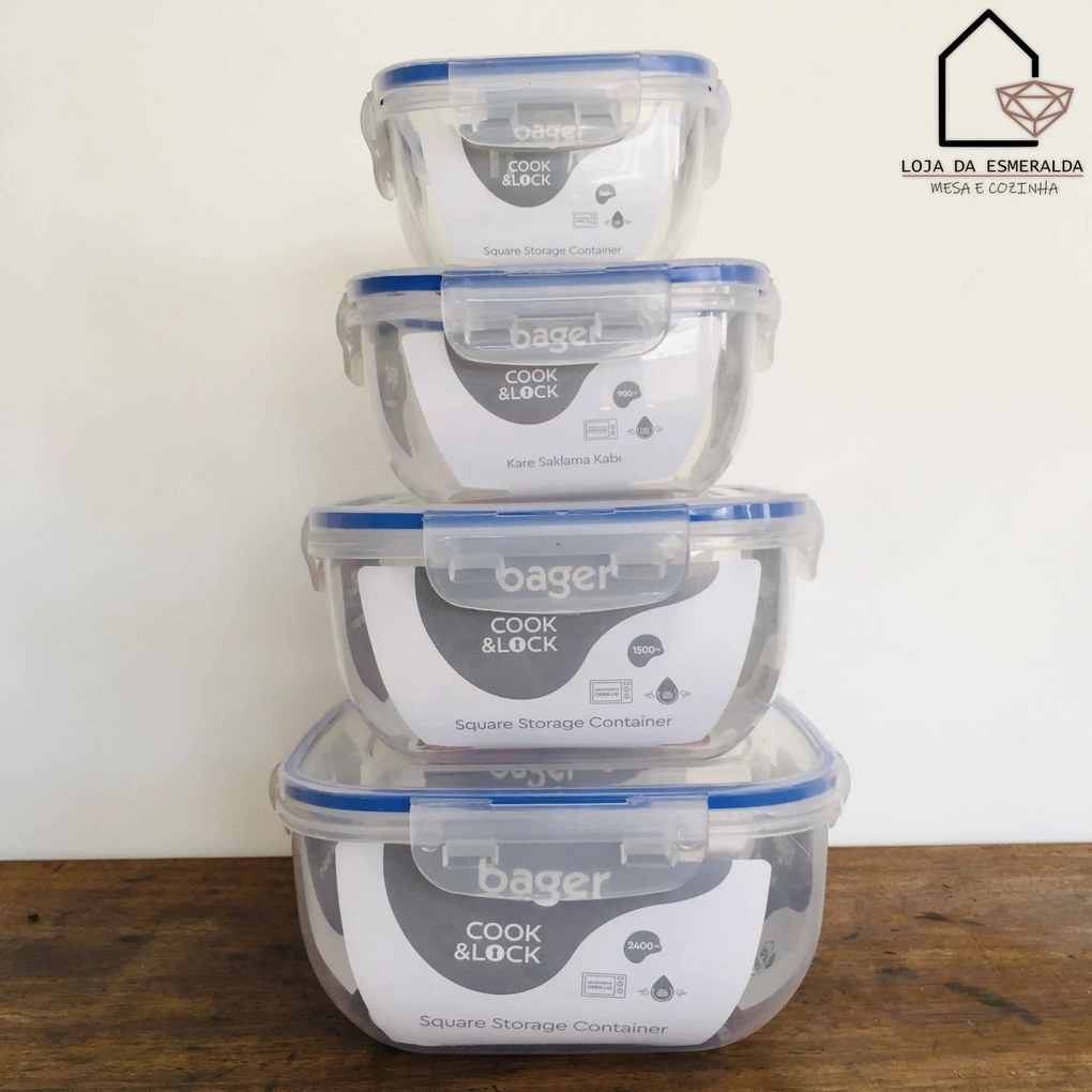 Recipientes p/ Conservação de Alimentos | Quadradas | Vários Tamanhos - 900 ml