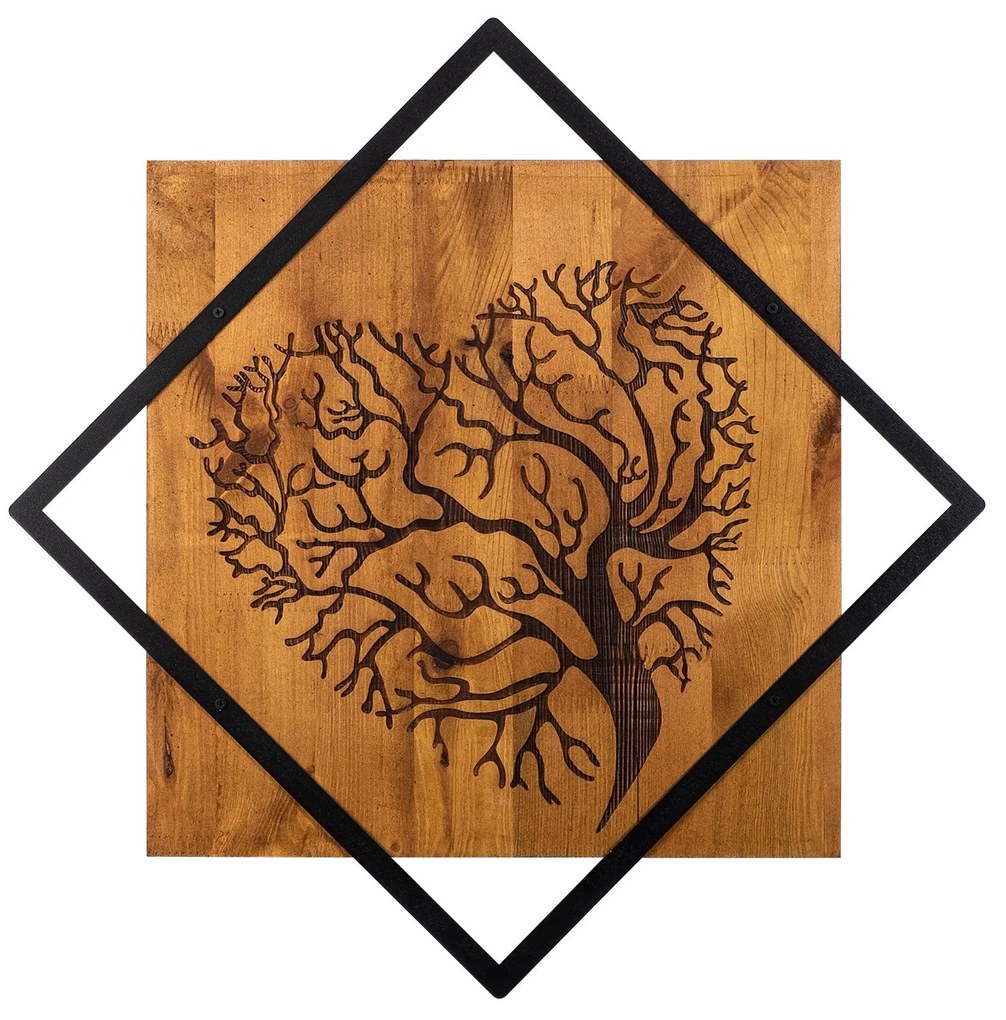 Acessório Decorativo de Parede Tree 2 – Nogueira e Preto – 54 x 54 cm