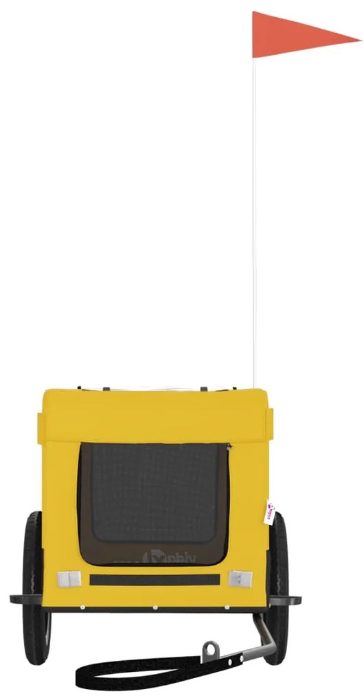 Reboque bicicleta p/ animais tecido oxford/ferro amarelo/preto