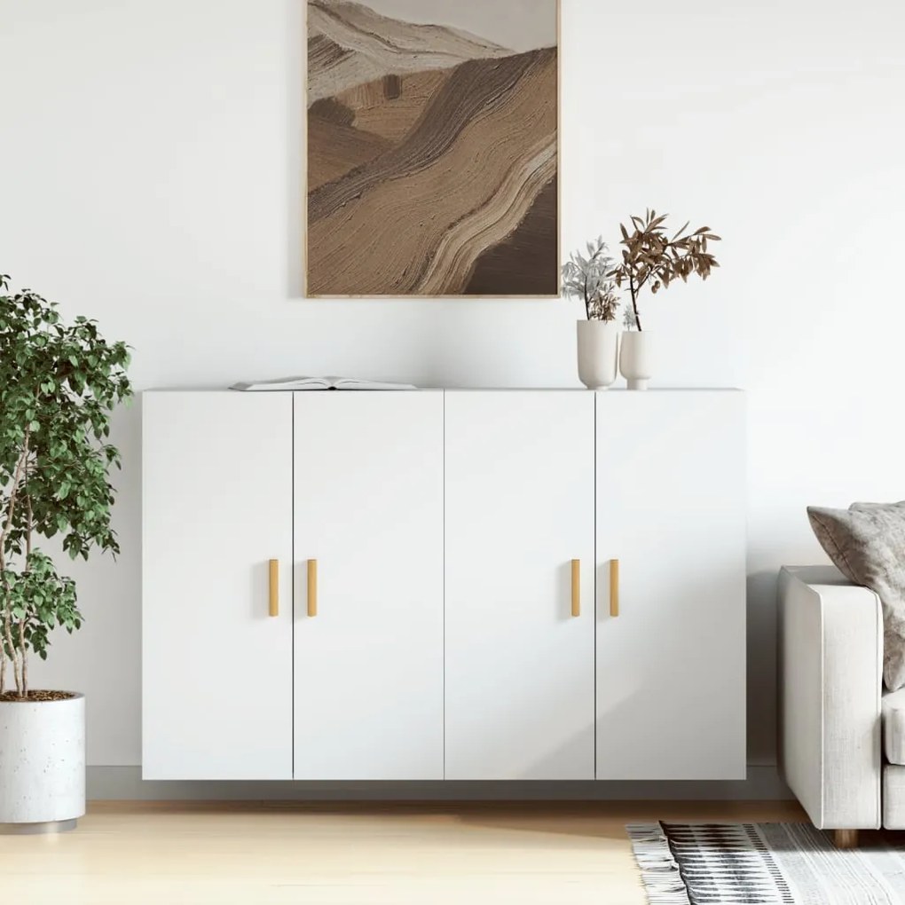 vidaXL Móveis de parede 2 pcs derivados de madeira branco