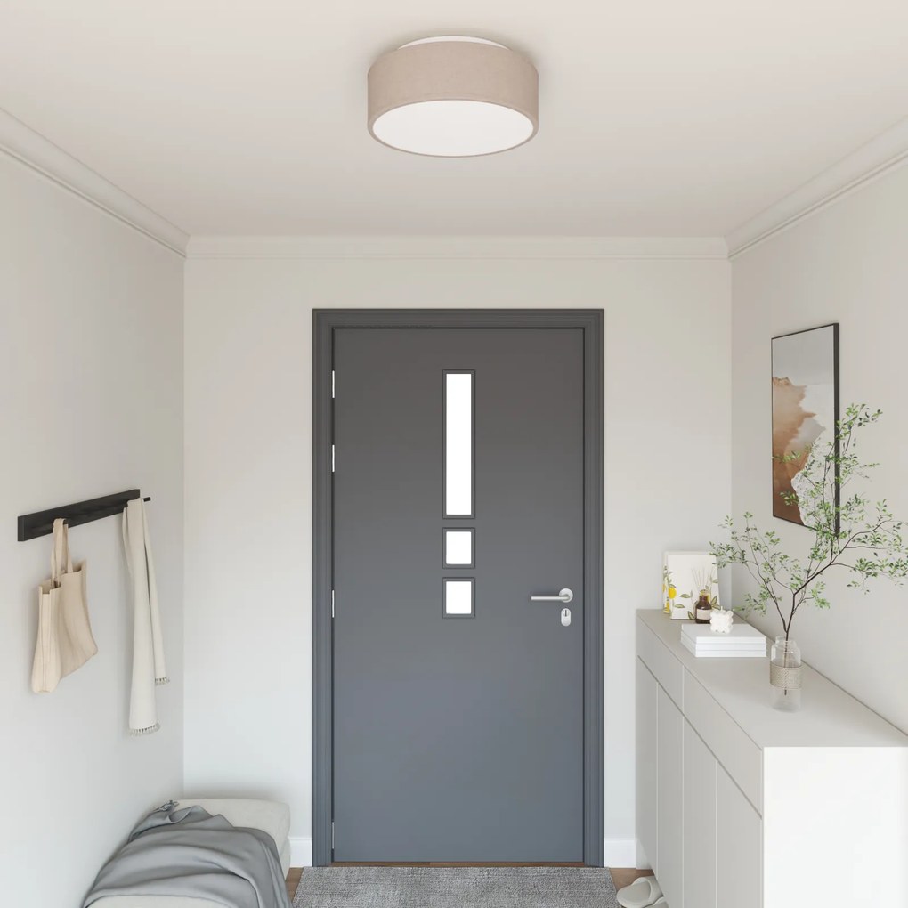 vidaXL Luzes de Teto Embutidas Taupe Ø 38 cm Tecido E27