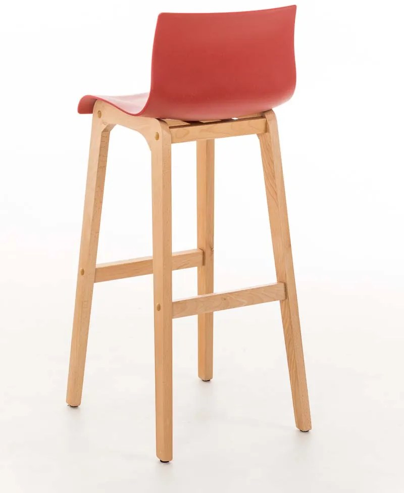 Banco de bar Hoover em plástico e com estrutura de Cor Natural 41 x 101 x 46 cm Vermelho