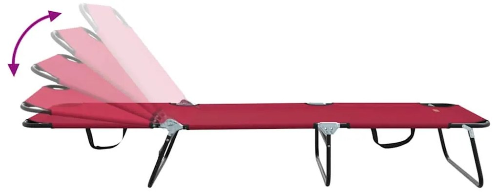 Espreguiçadeira Dobrável 2 pcs Portátil Vermelha Tecido Oxford 600D