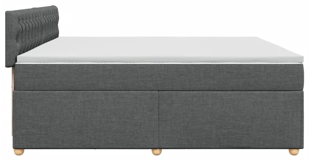 Cama com molas/colchão 200x200 cm tecido cinzento-escuro
