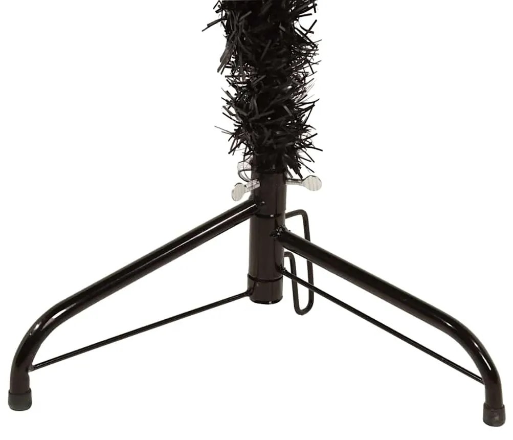 Meia árvore de Natal fina com suporte 180 cm preto