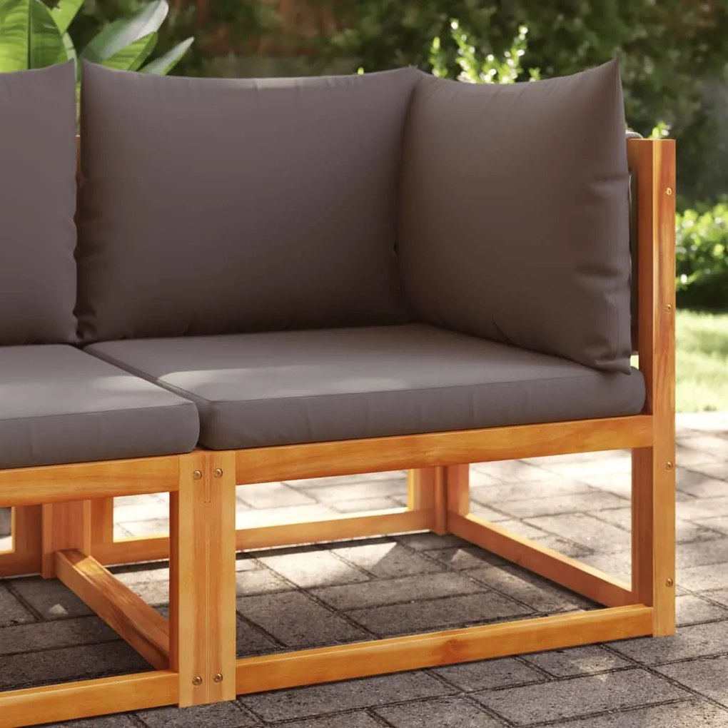 vidaXL vidaXL Sofá de canto de jardim com almofadas em madeira de acácia e corda
