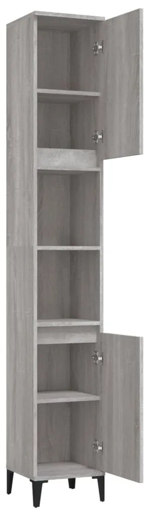 Armário WC 30x30x190 cm derivados de madeira cinzento sonoma