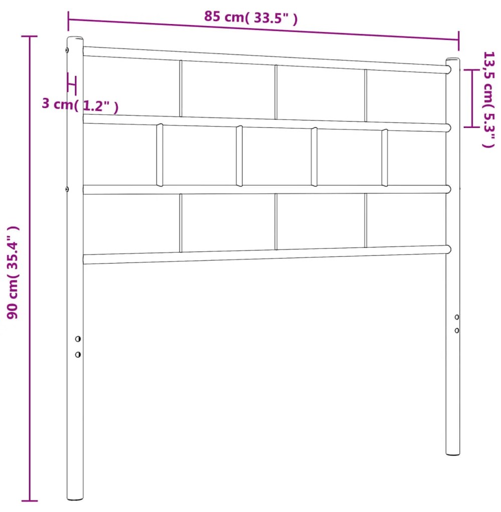 Cabeceira de cama 80 cm metal branco