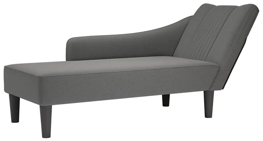 Chaise lounge com apoio de braço direito em tecido cinza escuro