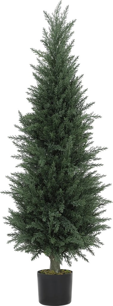 HOMCOM Planta Artificial Cipreste, 638 Folhas de Plástico, com Vaso, Resistente aos Raios UV, Verde | Aosom Portugal
