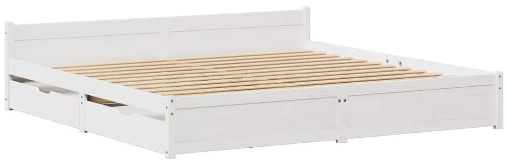 Cama sem colchão 180x200 cm madeira de pinho maciça branco
