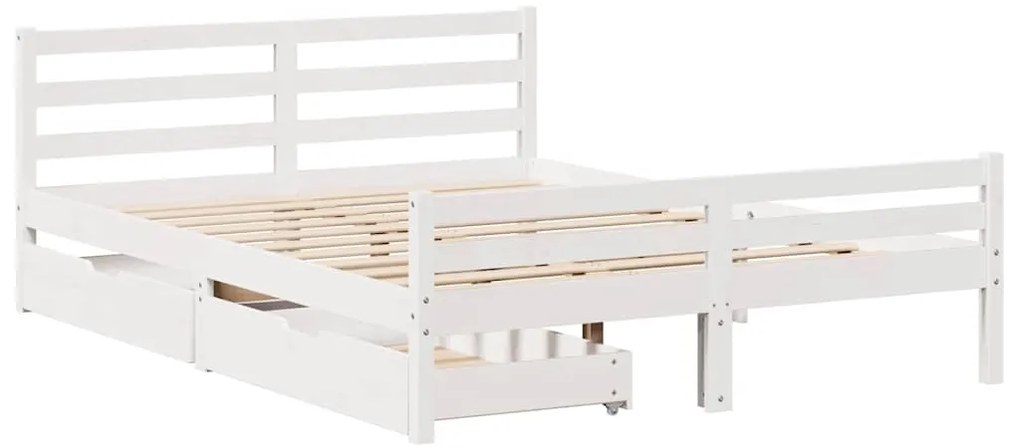 Cama sem colchão 140x200 cm madeira de pinho maciça branco