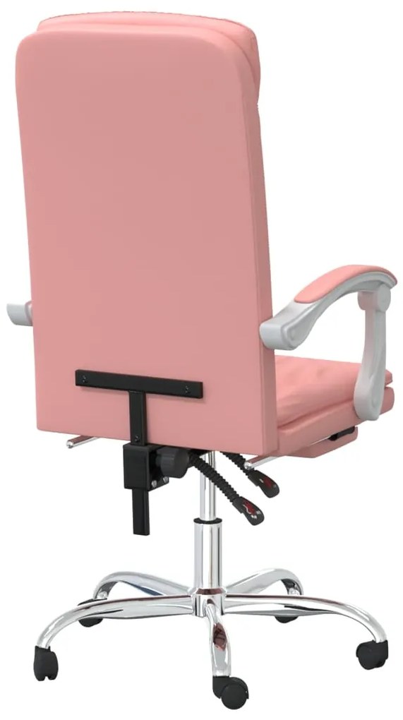 Cadeira de escritório reclinável couro artificial rosa