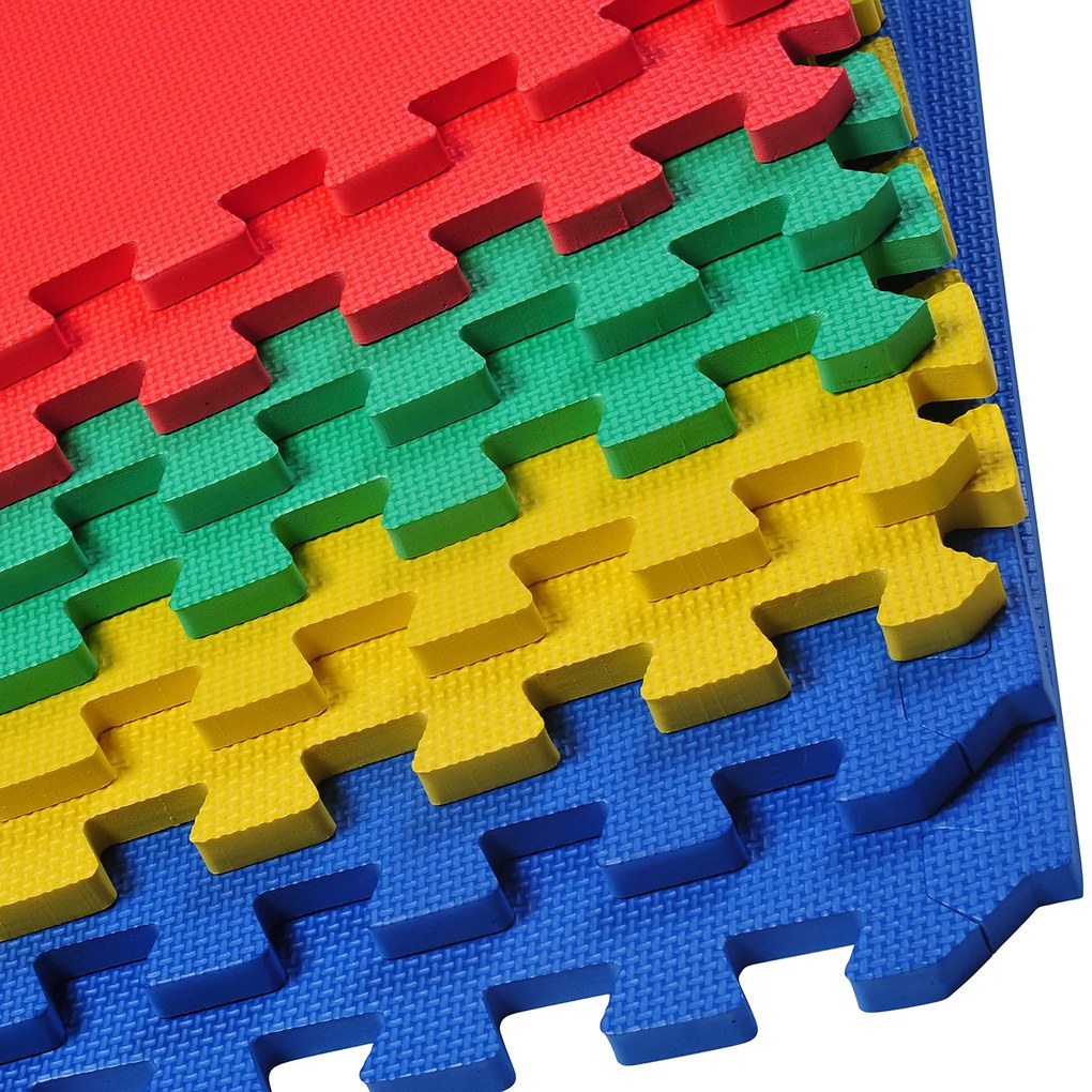 HOMCOM Tapete Puzzle com 8 Peças Tapete Protetor de Borracha EVA com Área de Cobertura de 2,88m² para Casa Academia Pilates 60x60x1,2cm Multicor