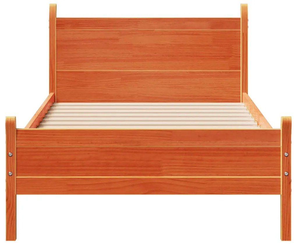 Cama sem colchão 75x190 cm madeira de pinho maciça castanho-mel