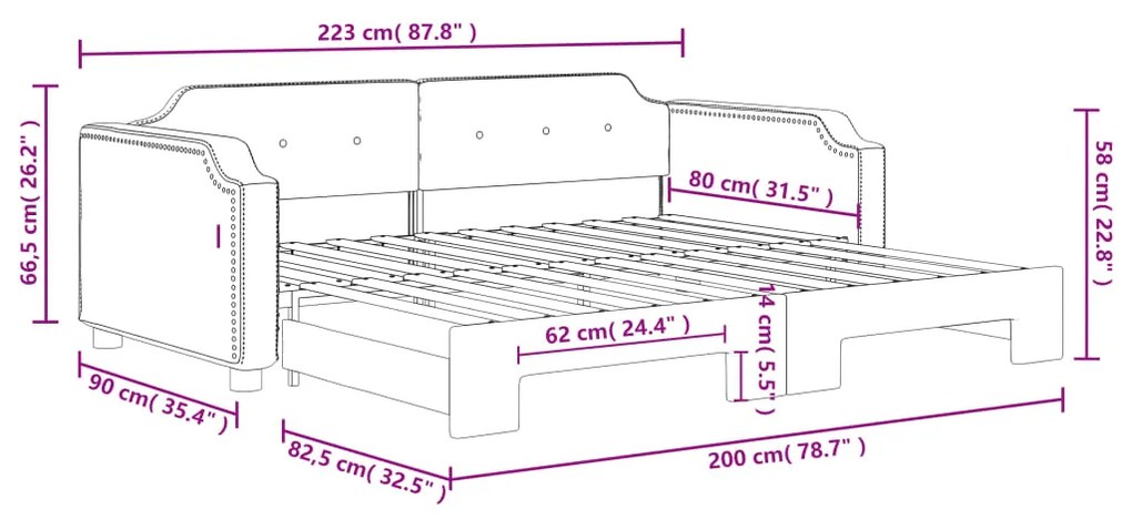 Sofá-cama com gavetão 80x200 cm tecido cinzento-claro