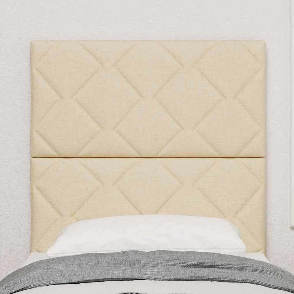 Cabeceira com Design de Blocos de Diamante Creme 80 cm em Tecido