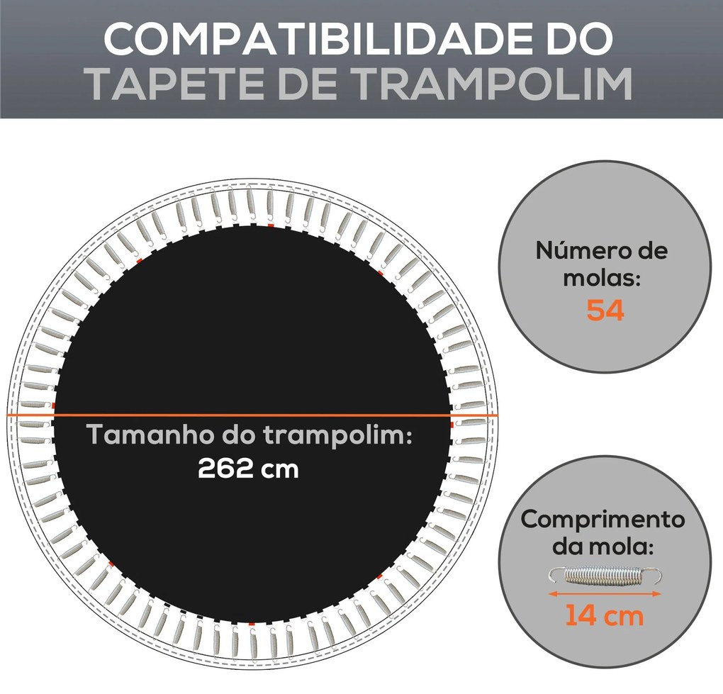 SPORTNOW Tapete de Substituição para Trampolim Redondo Ø262 cm Tapete