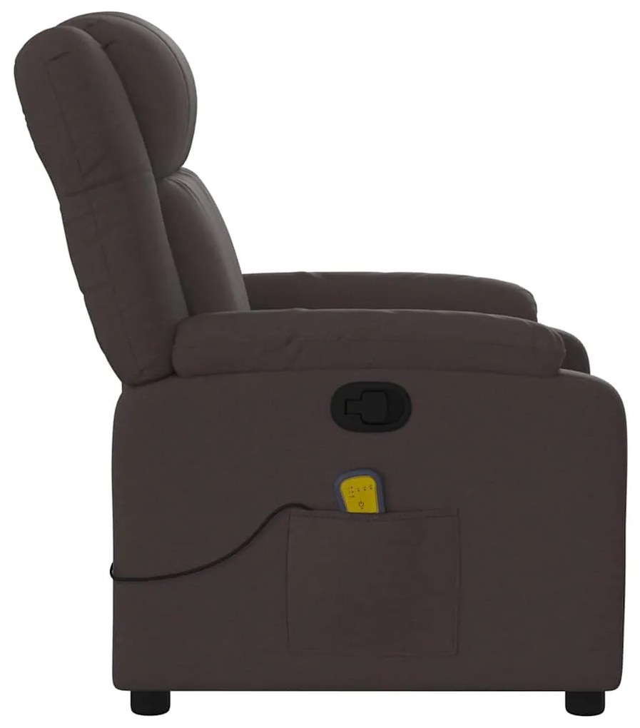 Poltrona de massagens reclinável tecido castanho-escuro