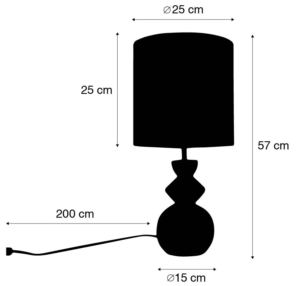 Candeeiro de Mesa Design Branco Abajur em Tecido Cinza Claro 25 cm - Alisia Design