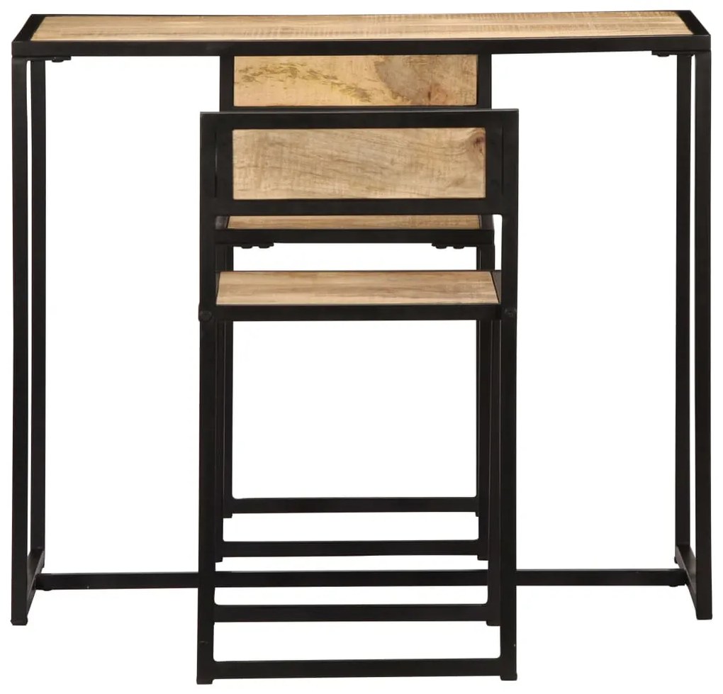 Conjunto de jantar 3 pcs madeira de mangueira maciça