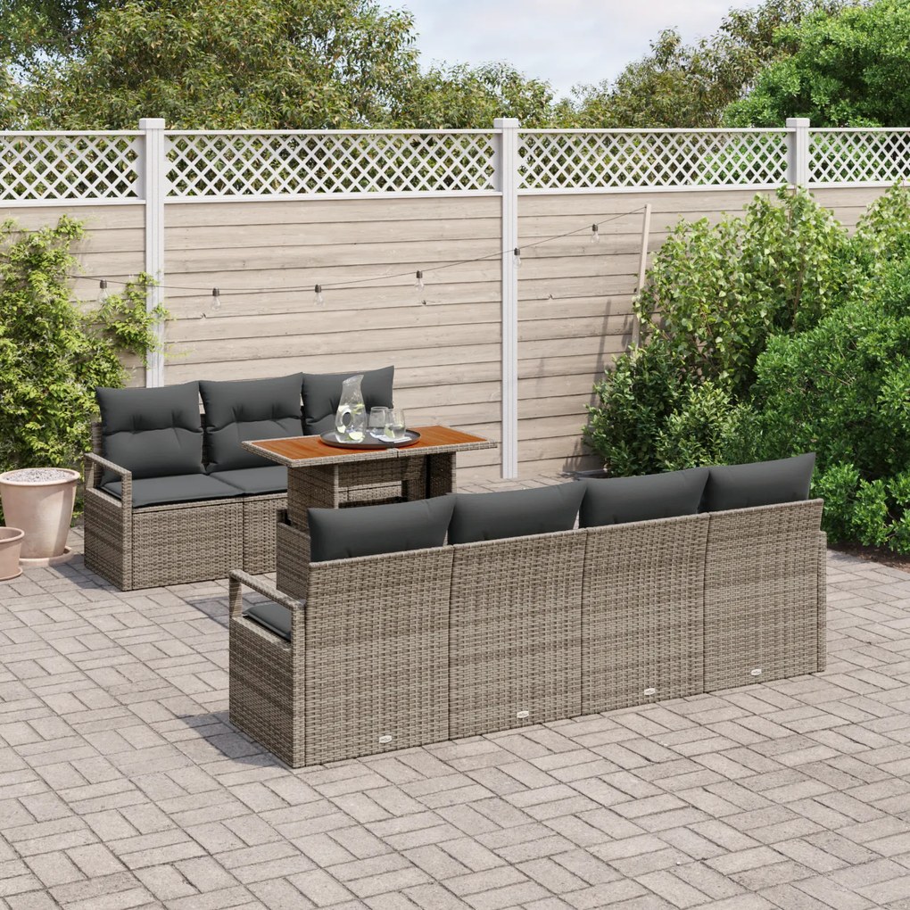 Conjunto de Sofá de Jardim vidaXL de 8 Peças com Almofadas em Rattan P